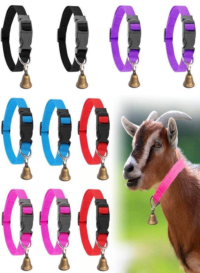 VNAKER Goat Collars with Bells 10 Pack, Adjustable Sheep Goat Collar Nylon Material with Brass Bell, Loud Bell Anti-Lost for Small Farms - Image 1